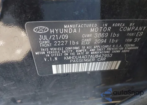 2010 Hyundai Elantra Gls from USA, damaged, VIN KMHDU4AD7AU842953